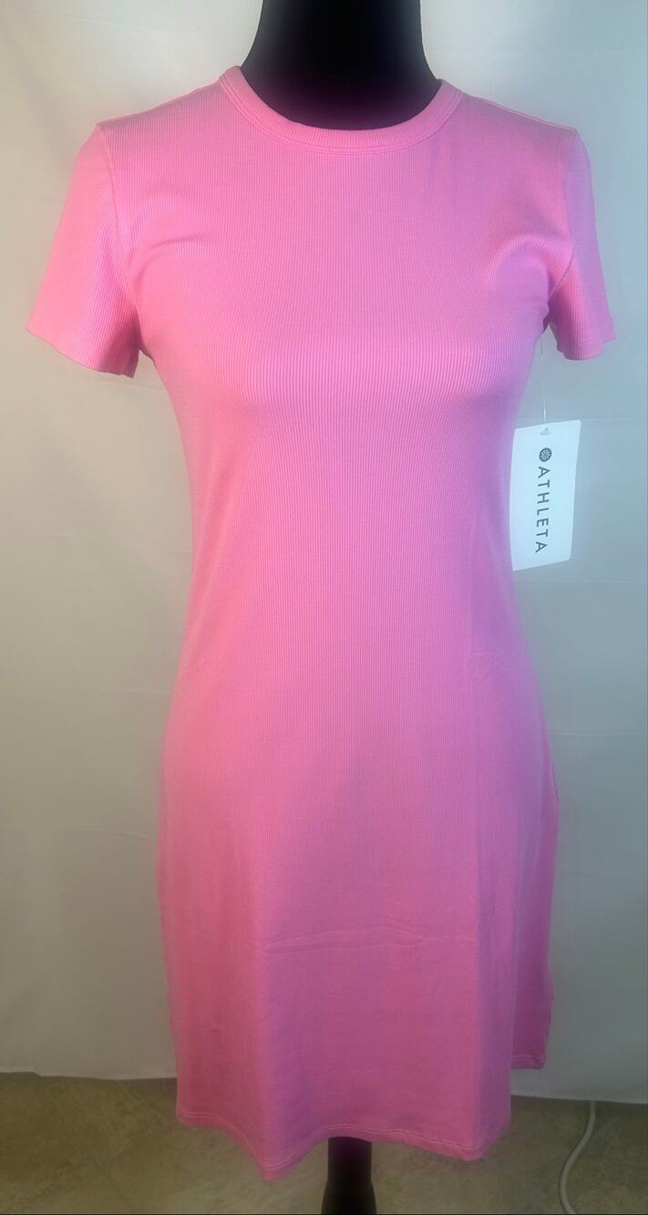 Signature Rib Tee Dress Athleta Pink Size XS